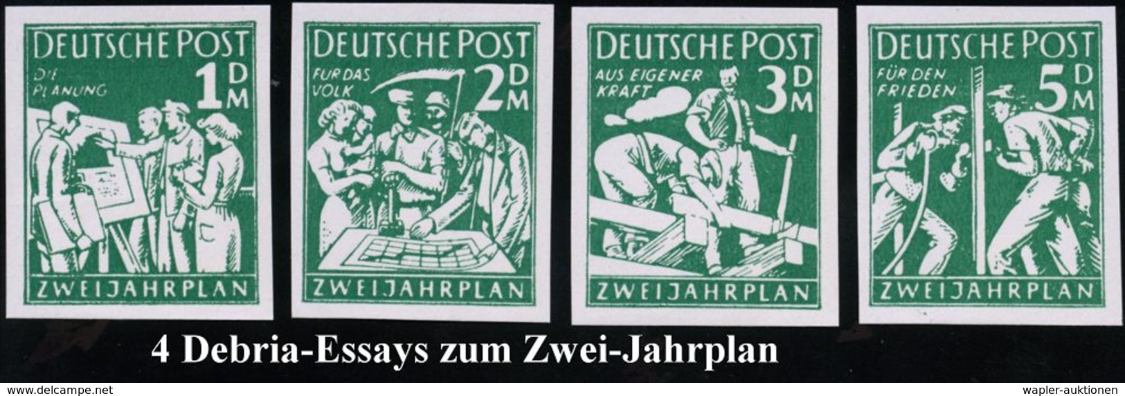 GESCHICHTE DER D.D.R. (1949 - 1990) : D.D.R. 1949 Zweijahrplan, 4 Verschied. Essays "Berufe/Handwerk" 1, 2, 3 U. 65 Mk.  - Sonstige & Ohne Zuordnung