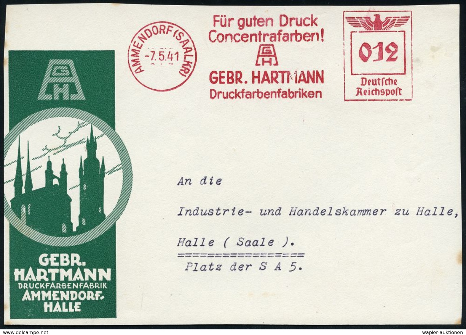 DRUCK / DRUCKTECHNIKEN / DRUCKMASCHINEN : AMMENDORF (SAALKR)/ Für Guten Druck/ Concentrafarben!.. 1941/48 2 Verschied. A - Unclassified