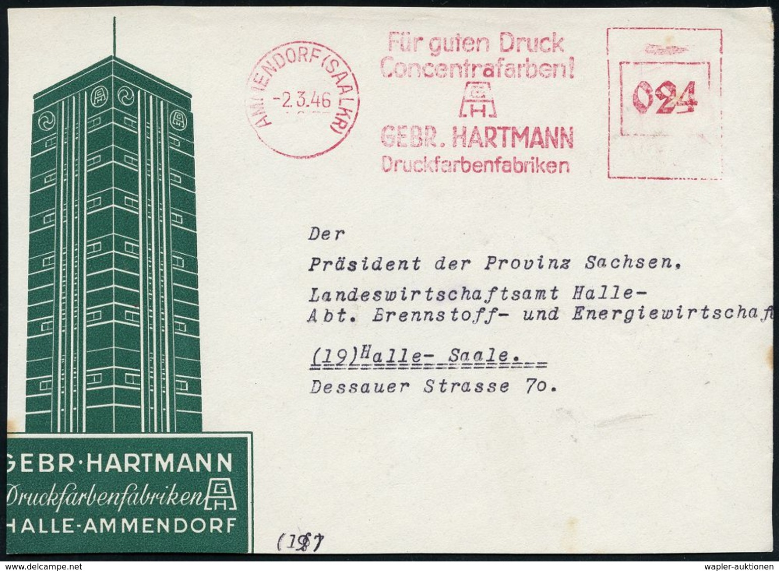 DRUCK / DRUCKTECHNIKEN / DRUCKMASCHINEN : AMMENDORF (SAALKR)/ Für Guten Druck/ Concentrafarben!.. 1941/48 2 Verschied. A - Non Classés