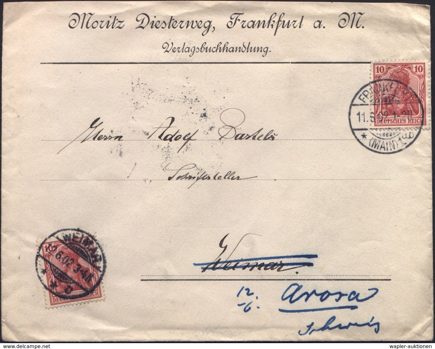VERLAG / HERAUSGEBER / EDITIONEN : FRANKFURT/ *(MAIN)1/ Ab 1902 (11.6.) 1K-Gitter Auf Firmen-Bf.: Moritz Diesterweg Verl - Ohne Zuordnung