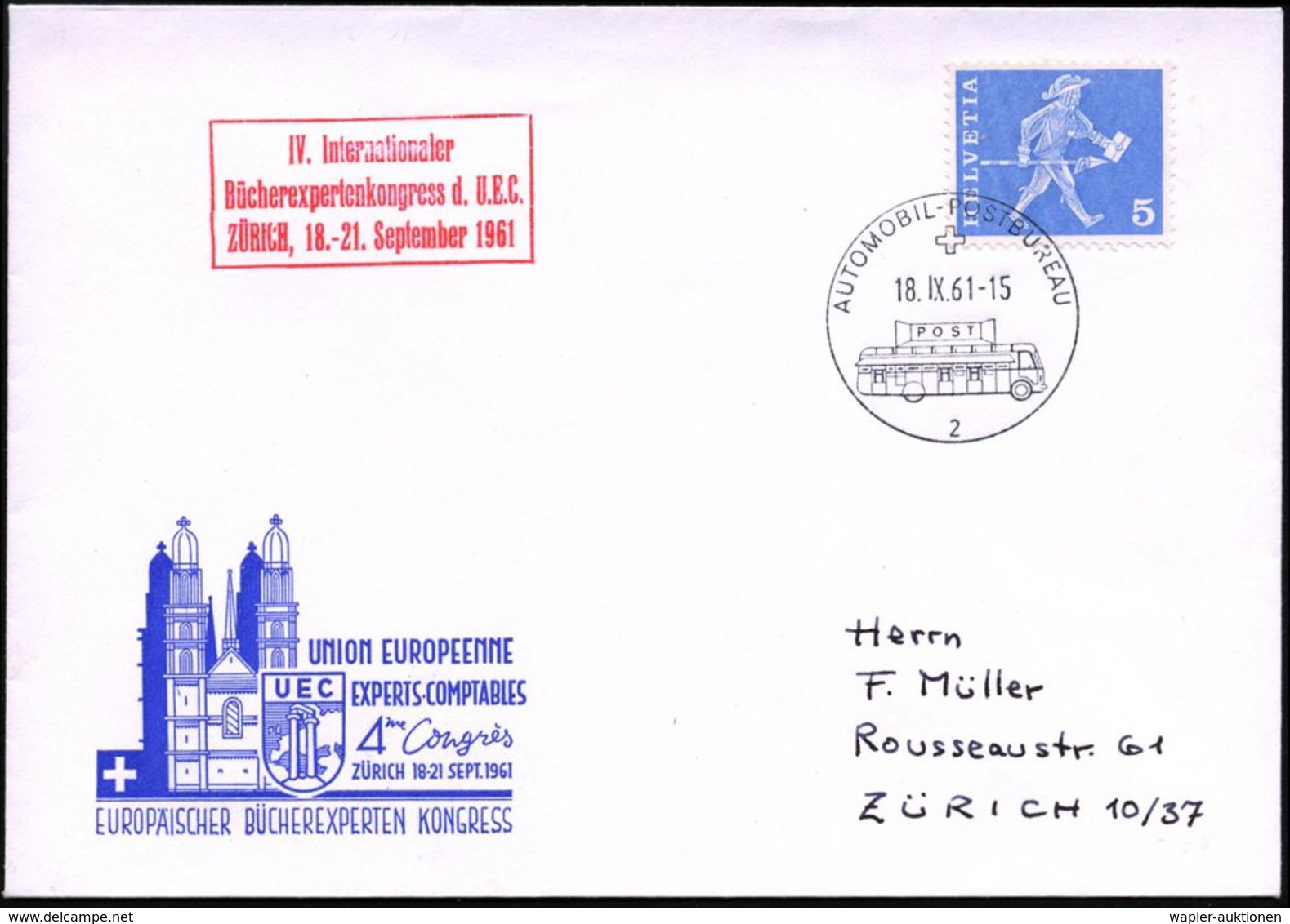 BUCH / BUCHBINDEN : SCHWEIZ 1965 (18.9.) Amtl., Roter Ra.3: ZÜRICH../IV.Int./Bücherexpertenkongress D. U.E.C. + 1K: AUTO - Non Classés