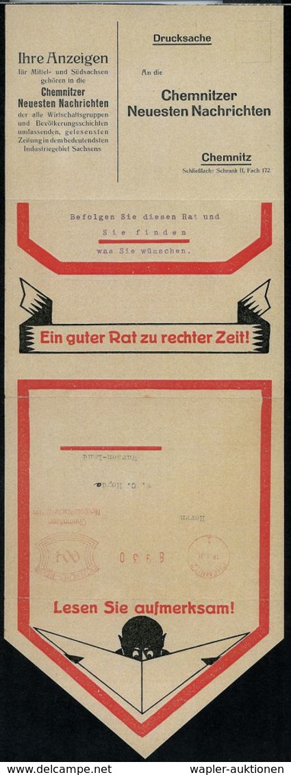 ZEITUNG / JOURNALISMUS / JOURNALISTEN : CHEMNITZ/ 1/ Chemnitzer/ Neueste Nachrichten 1931 (18.5.) AFS Auf Dekorativer Fa - Ohne Zuordnung