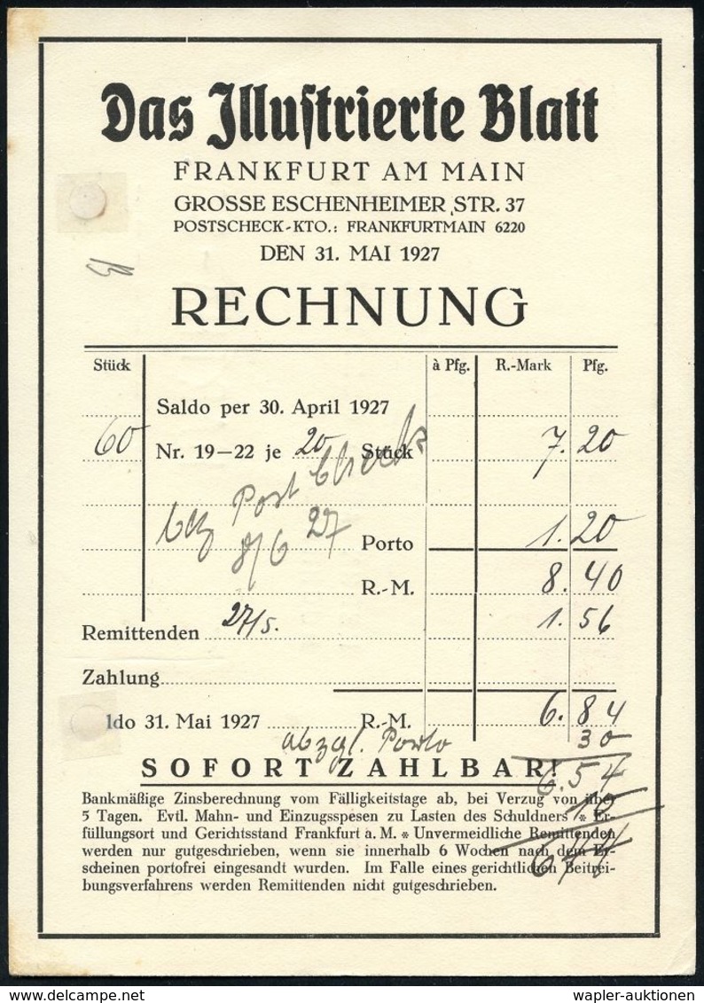 ZEITUNG / JOURNALISMUS / JOURNALISTEN : FRANKFURT (MAIN)/ 1/ Frankfurter Zeitung.. 1927/30 2 Verschiedene AFS (1x 2 Abrd - Non Classés