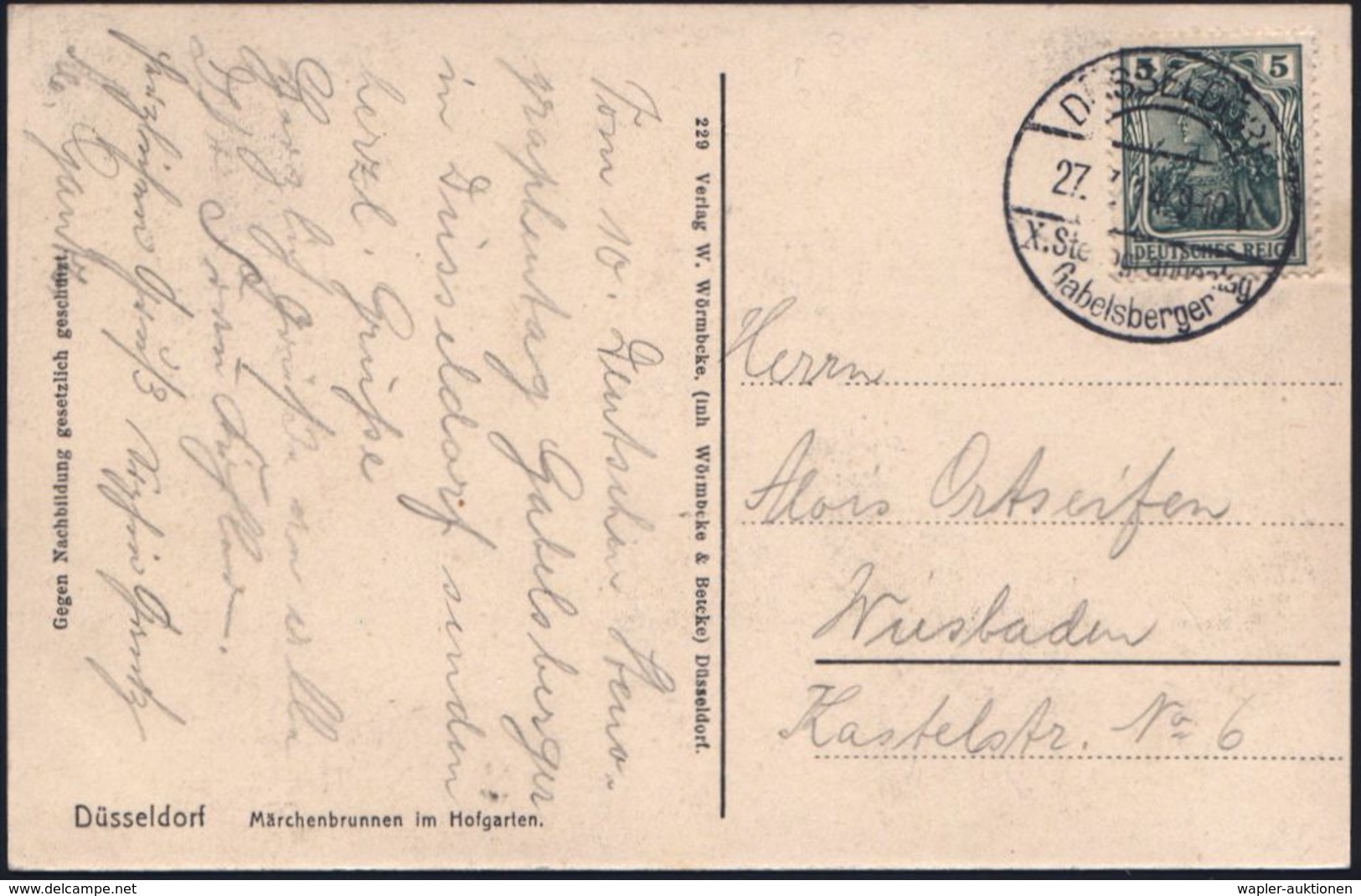 STENOGRAFIE & GABELSBERGER / KURZSCHRIFT : DÜSSELDORF/ X.Stenographentag/ Gabelsberger 1914 (27.7.) Seltener SSt Auf Bed - Non Classés