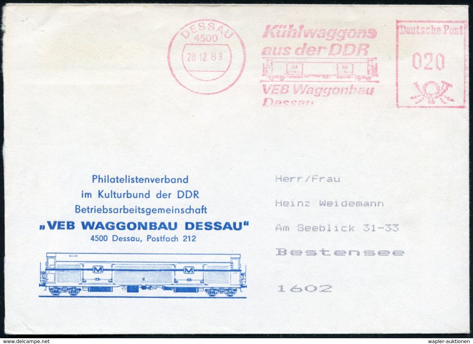 EISENBAHN-INDUSTRIE / LOK- & WAGGON-HERSTELLER : 4500 DESSAU/ Kühlwoggons/ Aus Der DDR/ VEB Waggonbau/ Dessau 1982 (28.1 - Trains