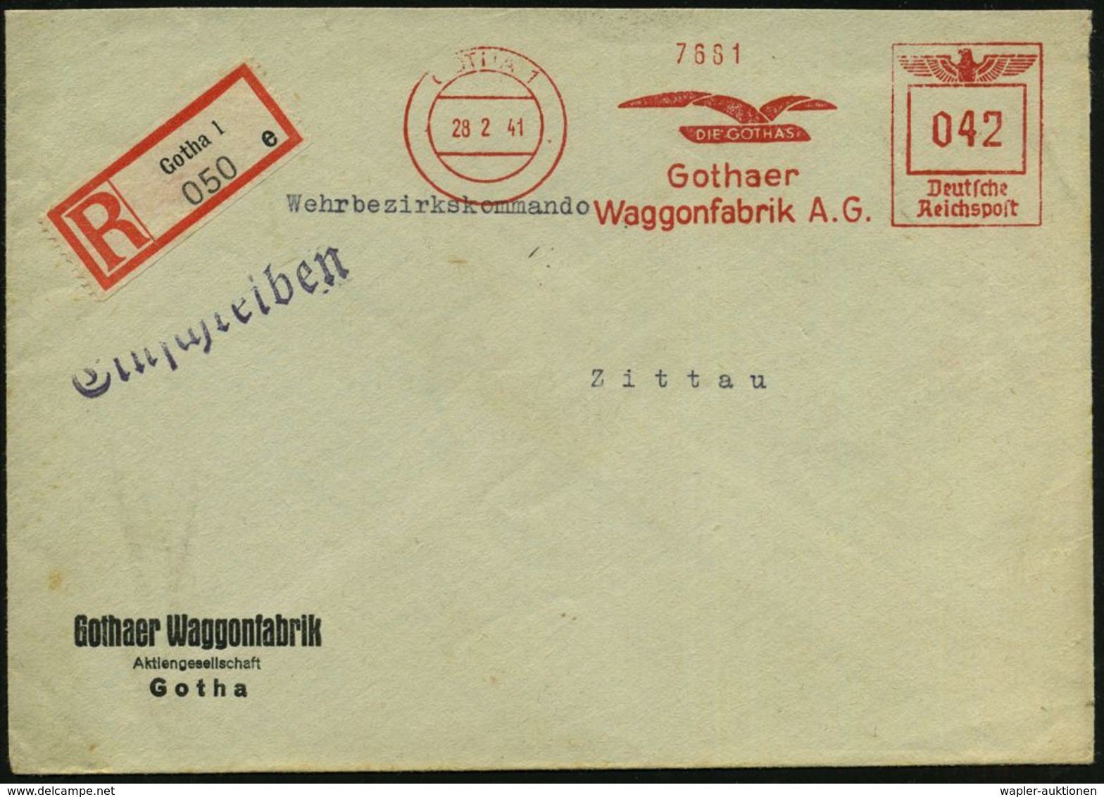 EISENBAHN-INDUSTRIE / LOK- & WAGGON-HERSTELLER : GOTHA 1/ DIE GOTHAS/ Gothaer/ Waggonfabrik AG. 1941 (28.2.) AFS 042 Pf. - Treni