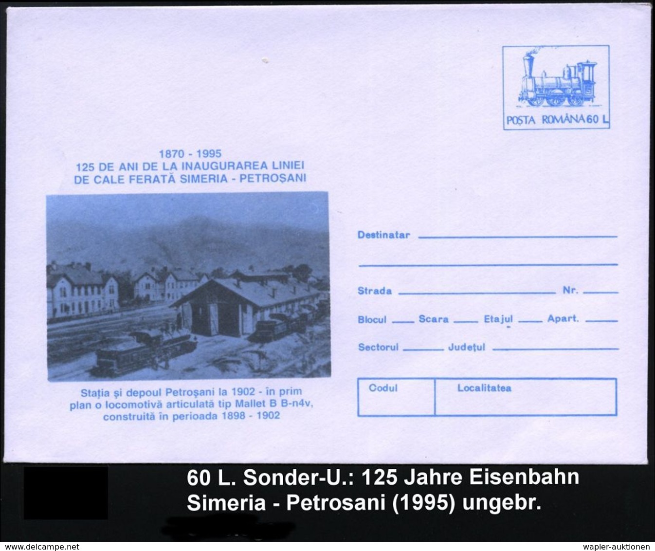 EISENBAHN-JUBILÄEN & SONDERFAHRTEN : RUMÄNIEN 1995 60 L. Sonder-U. Lokomotive, Blau: "125 Jahre Eisenbahn Simeria - Petr - Trains