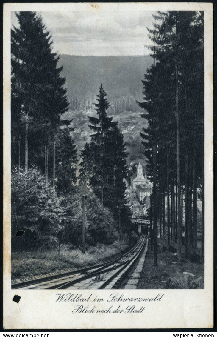 BERG-,ZAHNRAD-,SEIL- & GONDEL-BAHNEN : Bad Wildbad 1938 (19.8.) 2K-Steg: WILDBAD/IM SOMMERBERG Auf Fahrkarten-Ak.: Bergf - Trains
