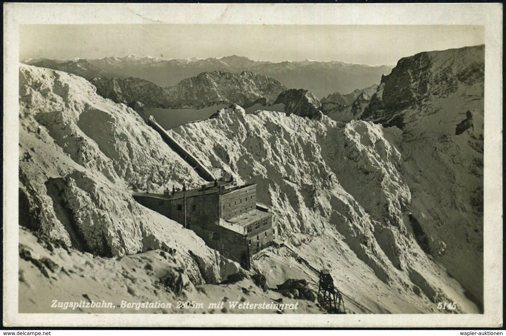 BERG-,ZAHNRAD-,SEIL- & GONDEL-BAHNEN : ÖSTERREICH 1928 (11.8.) 1K-Segm.: ZUGSPITZBAHN/b = Hauspostamt Seilbahn-Station + - Trains