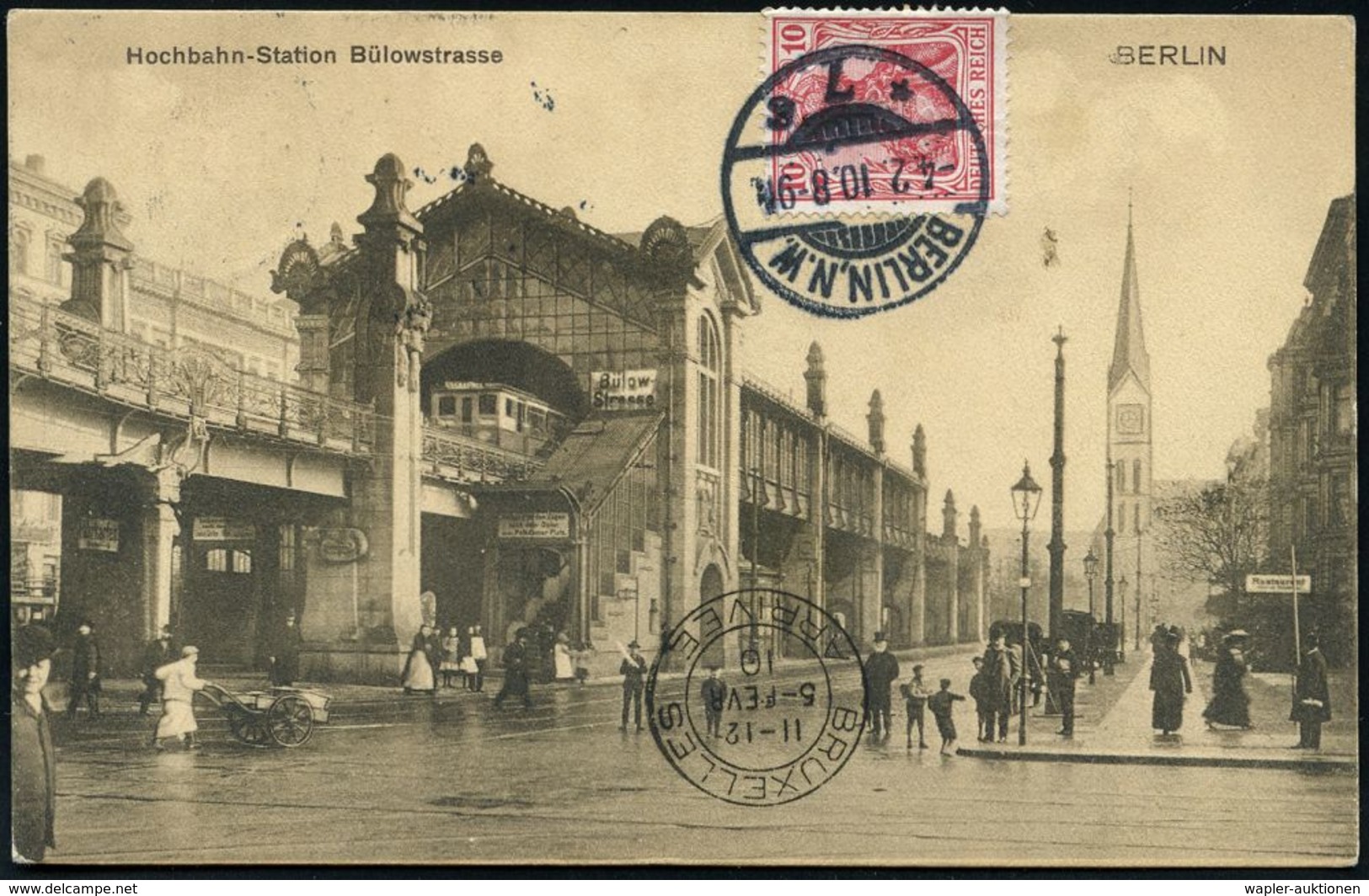 UNTERGRUNDBAHN /U-BAHN : Berlin-Schöneberg 1908/12 U-Bahnhof Bülowstraße, 6 Verschiedene S/w.- U. Color-Ak. , 1x Künstle - Eisenbahnen