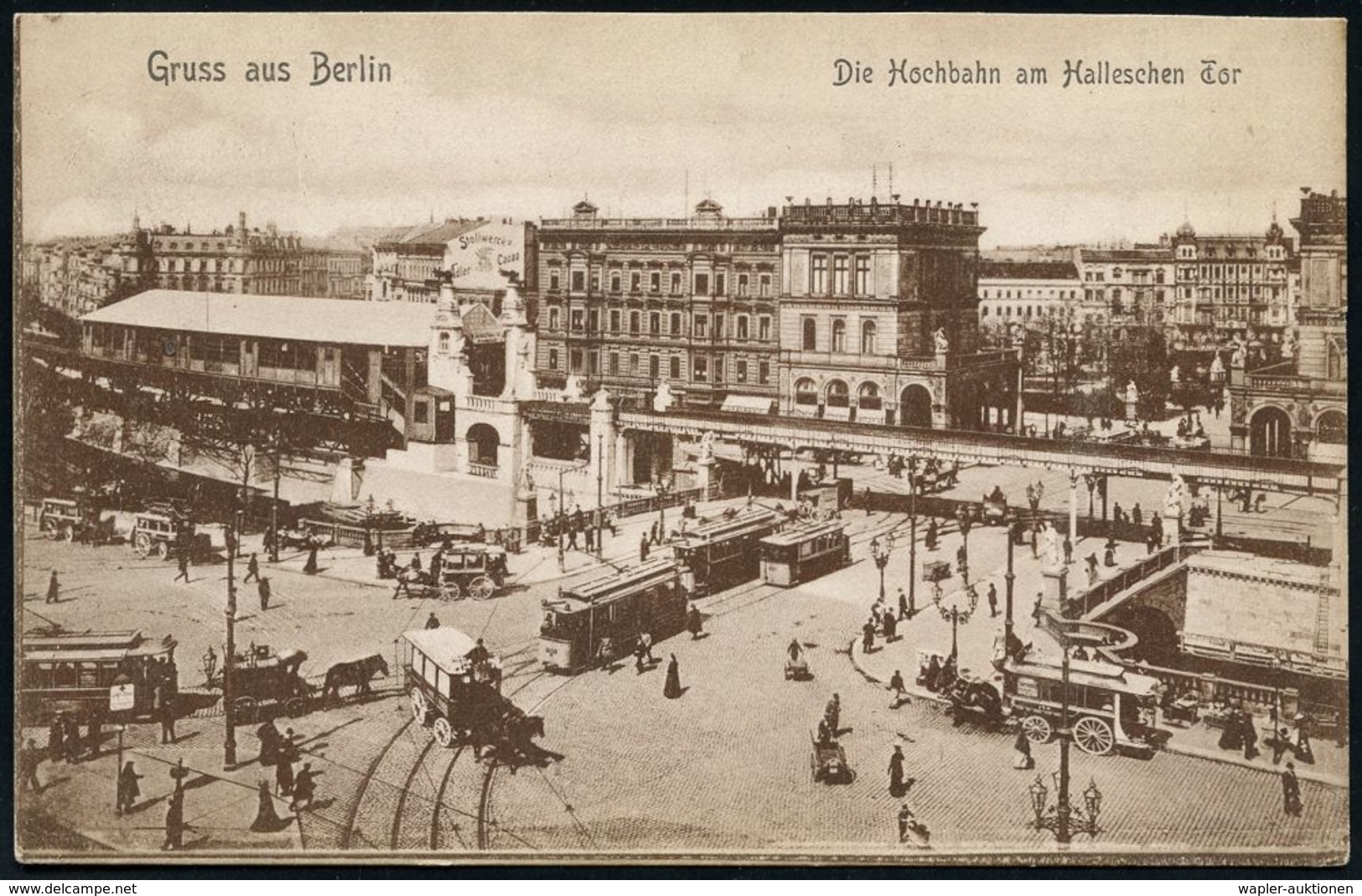 UNTERGRUNDBAHN /U-BAHN : Berlin-Kreuzberg 1902/14 U-Bahnhof Hallesches Tor, 8 verschiedene s/w.-Foto-Ak. , meist gebr., 