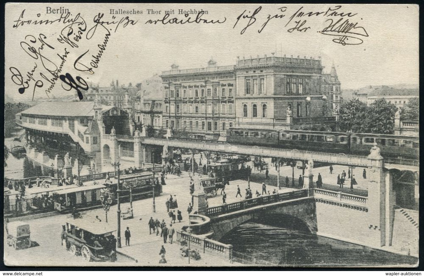 UNTERGRUNDBAHN /U-BAHN : Berlin-Kreuzberg 1902/07 U-Bahnhof Hallesches Tor, 6 Verschiedene S/w.-Foto-Ak. , Alle Gebr. - Eisenbahnen