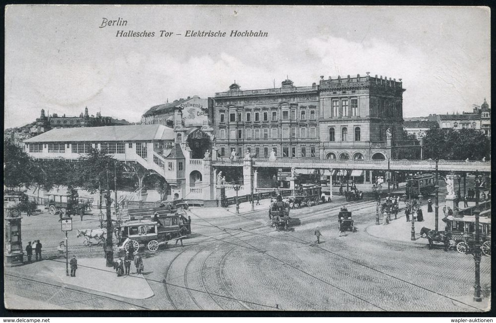 UNTERGRUNDBAHN /U-BAHN : Berlin-Kreuzberg 1903/19 U-Bahnhof Hallesches Tor, 7 verschiedene s/w.-Foto-Ak. , meist gebr., 