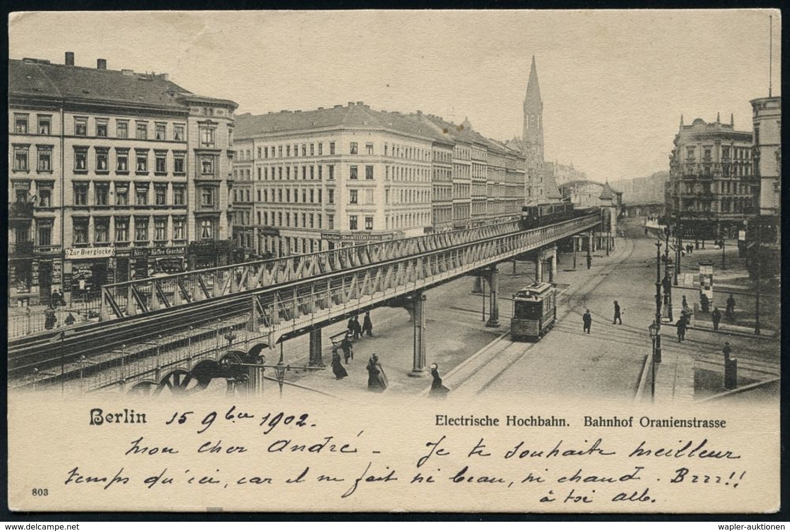 UNTERGRUNDBAHN /U-BAHN : Berlin-Kreuzberg 1902/03 U-Bahnhof Oranienstraße (heute Görlitzer Bhf.), 1 Color- U. 1 S/w.-Fot - Eisenbahnen