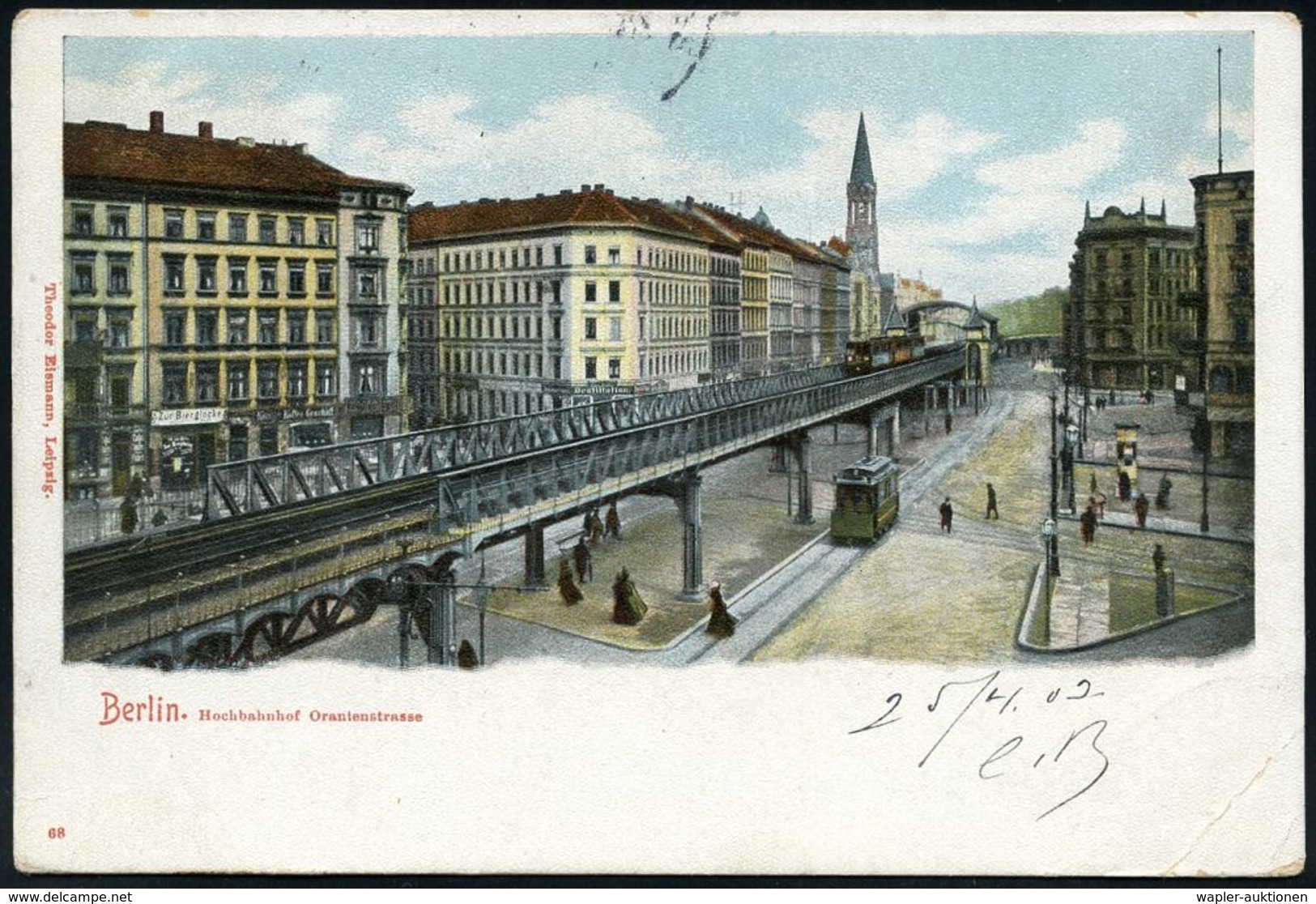 UNTERGRUNDBAHN /U-BAHN : Berlin-Kreuzberg 1902/03 U-Bahnhof Oranienstraße (heute Görlitzer Bhf.), 1 Color- U. 1 S/w.-Fot - Treni