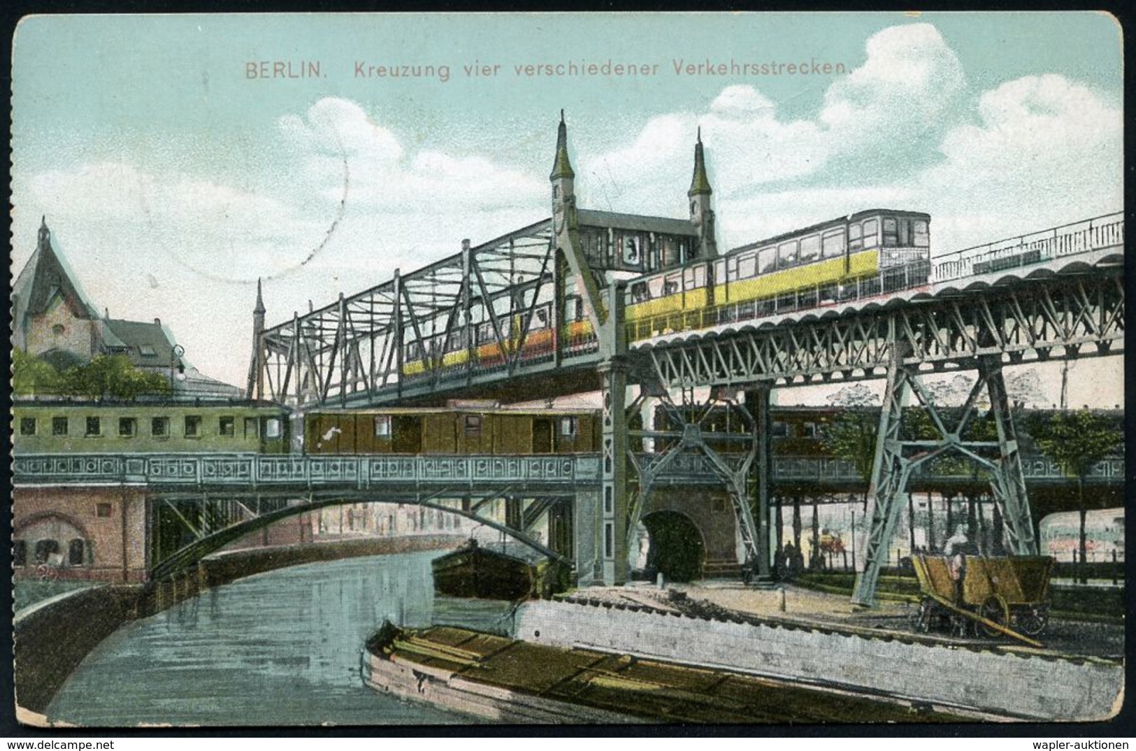 UNTERGRUNDBAHN /U-BAHN : Berlin-Kreuzberg 1905/19 U-Bahn Landwehrkanal/Anhalter Bhf., 14 Verschiedene Color-Foto-Ak. , M - Eisenbahnen