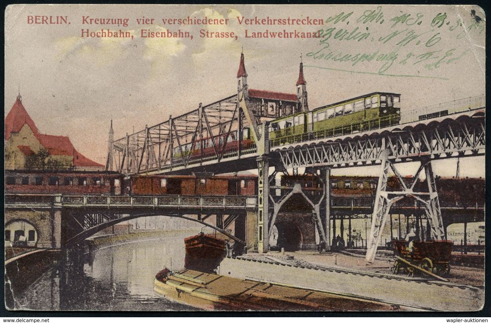 UNTERGRUNDBAHN /U-BAHN : Berlin-Kreuzberg 1905/19 U-Bahn Landwehrkanal/Anhalter Bhf., 14 verschiedene Color-Foto-Ak. , m