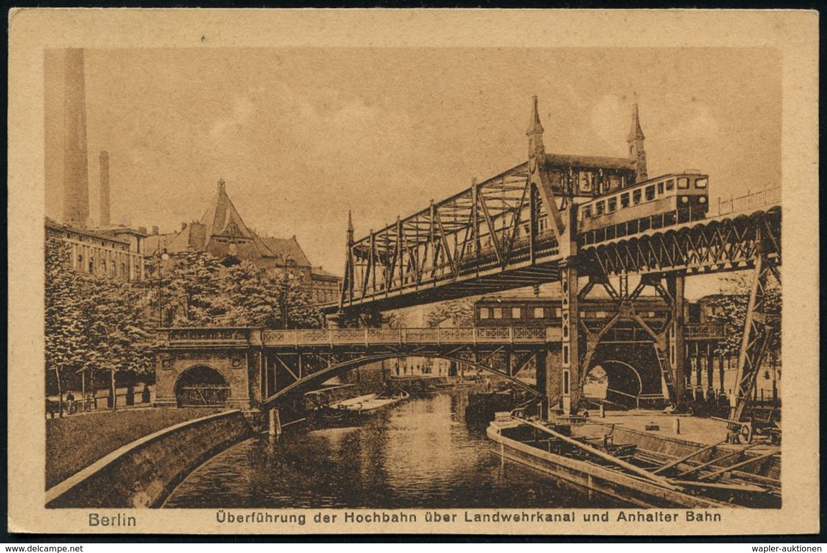 UNTERGRUNDBAHN /U-BAHN : Berlin-Kreuzberg 1907/25 U-Bahn Landwehrkanal/Anhalter Bhf., 13 verschiedene s/w.-Foto-Ak. , me