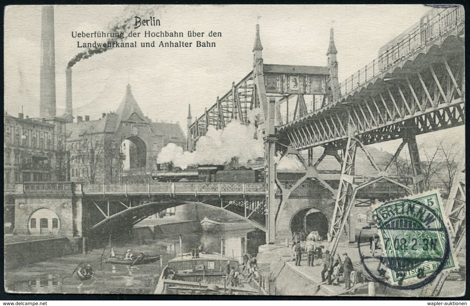 UNTERGRUNDBAHN /U-BAHN : Berlin-Kreuzberg 1908/25 U-Bahn Landwehrkanal/Anhalter Bhf., 12 Verschiedene S/w.-Foto-Ak. , Te - Eisenbahnen