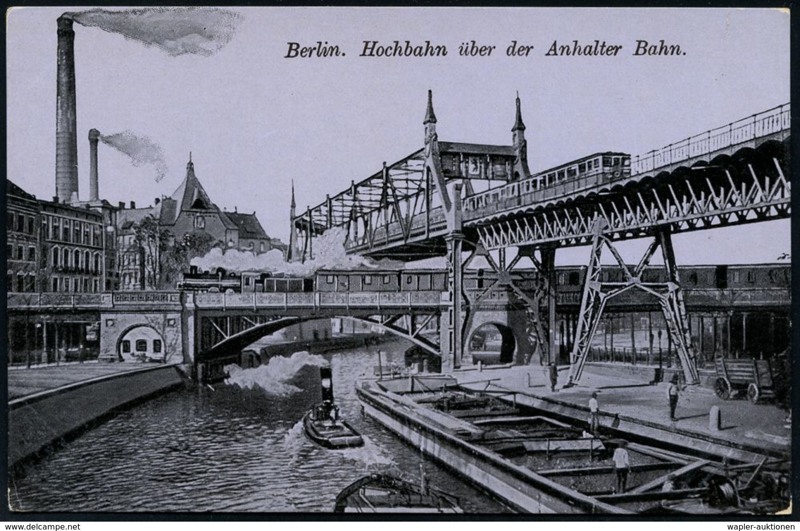 UNTERGRUNDBAHN /U-BAHN : Berlin-Kreuzberg 1908/25 U-Bahn Landwehrkanal/Anhalter Bhf., 12 verschiedene s/w.-Foto-Ak. , te