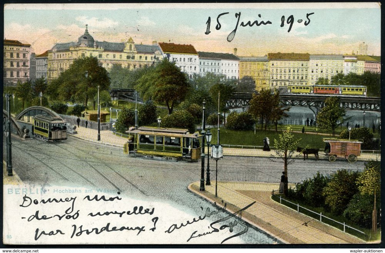 UNTERGRUNDBAHN /U-BAHN : Berlin-Kreuzberg 1905 U-Bahn (Hochbahn) Am Wassertorplatz, 2 Color-Foto-Ak. , 1x Gebr., 1x Unge - Trains