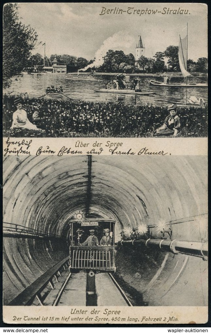 UNTERGRUNDBAHN /U-BAHN : Berlin-Treptow-Stralau 1909/15 6 Verschiedene S/w.- Bzw. Color-Foto-Ak.: Tunnelbahn Unter Der S - Treni