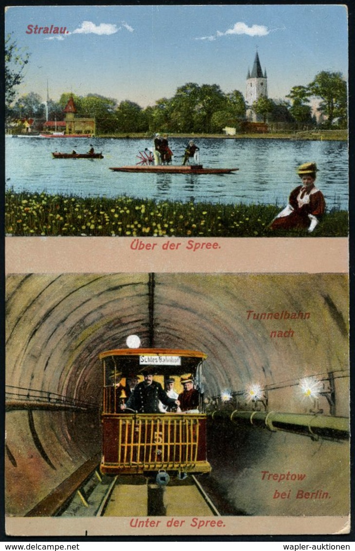 UNTERGRUNDBAHN /U-BAHN : Berlin-Treptow-Stralau 1909/15 6 Verschiedene S/w.- Bzw. Color-Foto-Ak.: Tunnelbahn Unter Der S - Trains