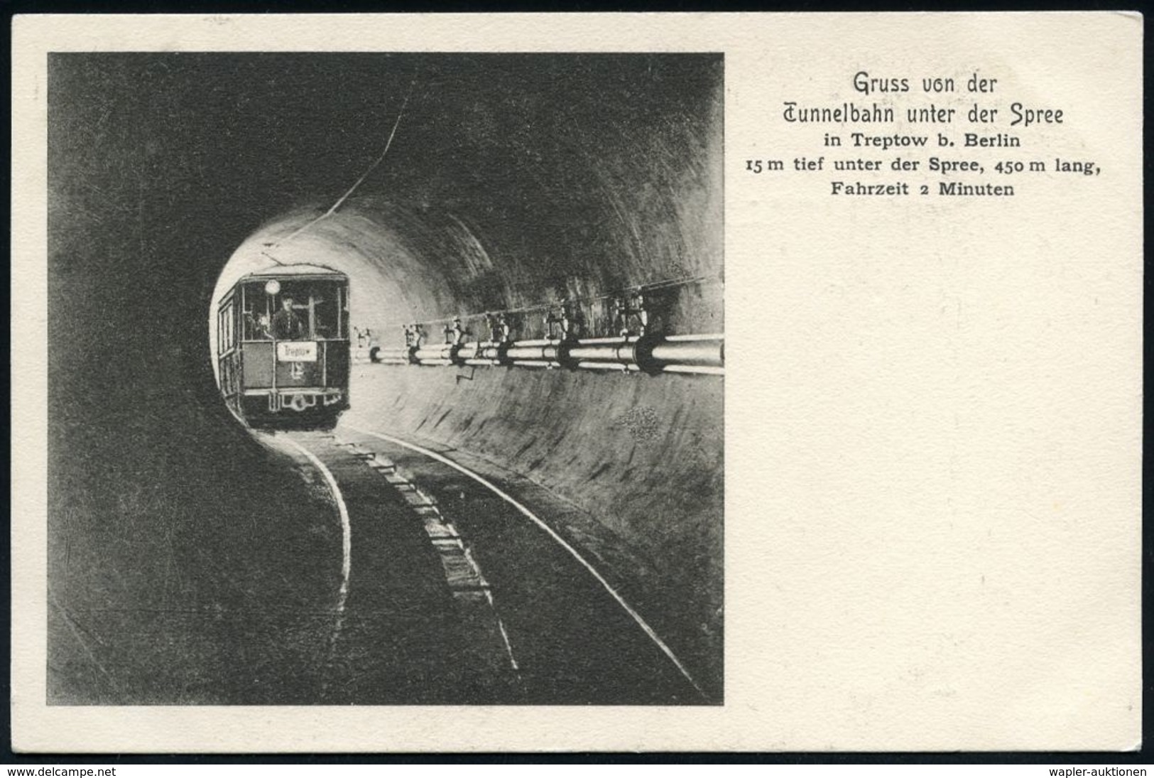 UNTERGRUNDBAHN /U-BAHN : Berlin-Treptow-Stralau 1902 (20.8.) 3 Verschiedene S/w.-Foto-Ak.: Gruss Von D. Tunnelbahn Unter - Treni