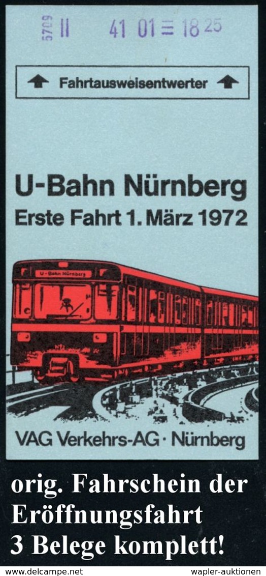 UNTERGRUNDBAHN /U-BAHN : 85 NÜRNBERG 32/ U-BAHN/ B 1972 (1.3.) SSt = U-Bahn-Triebwagen 3x + RZ: 85 Nürnberg 1/Z ("Z" Hs. - Treni