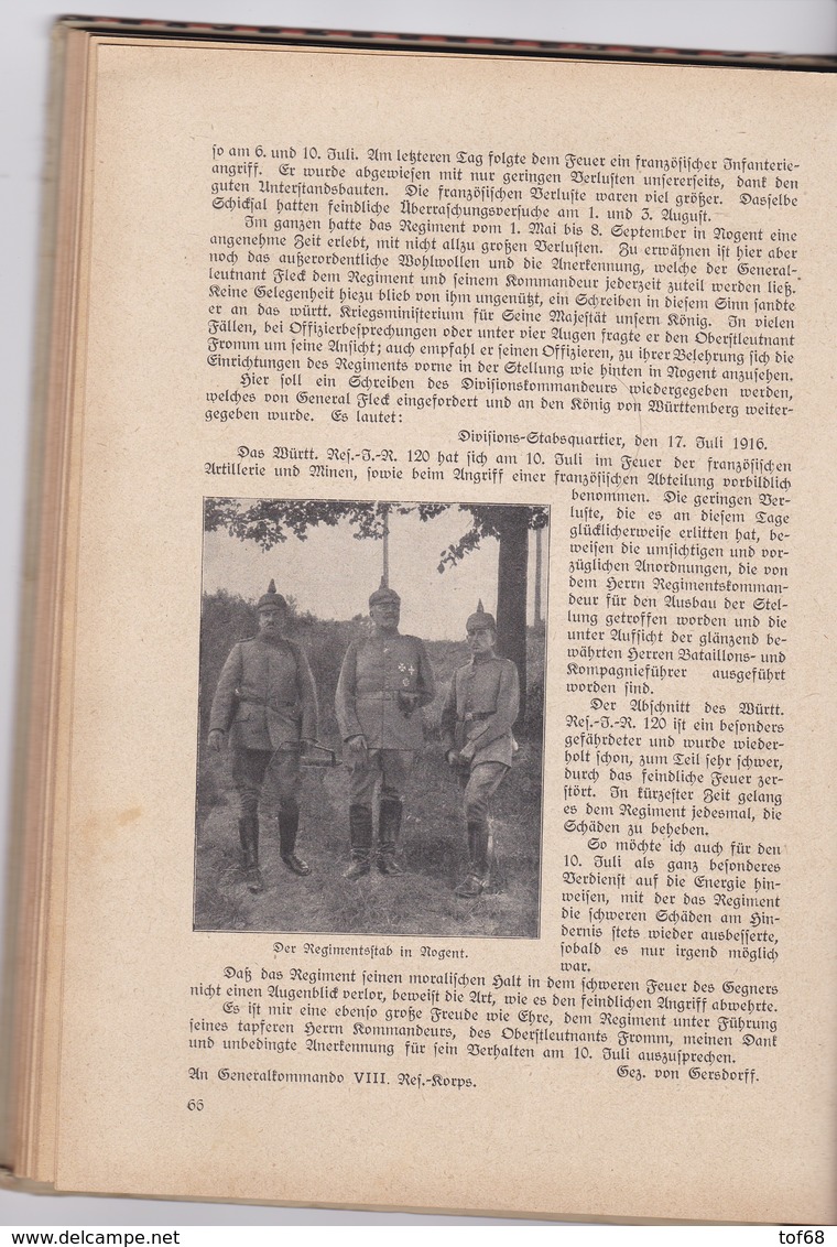 Das Württembergische Reserve Infanterie Regiment Nr 120 Im Weltkrieg 1914 1918 - Allemand