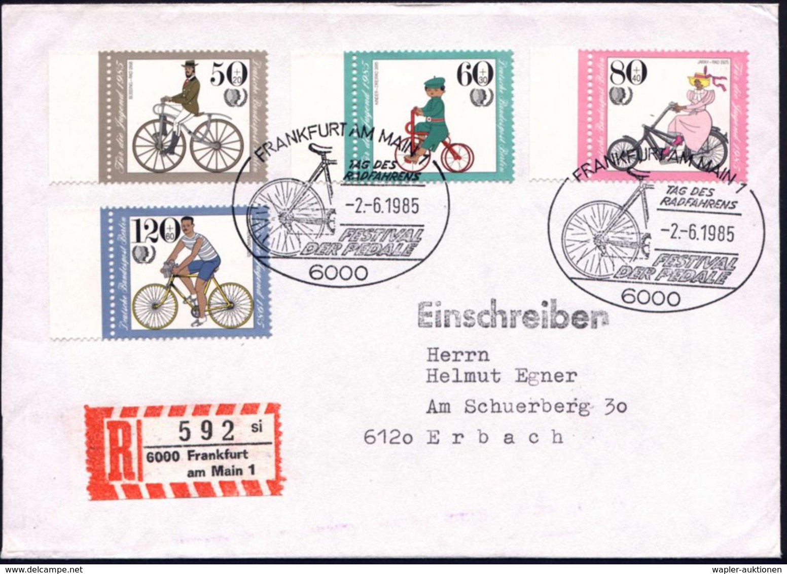 F A H R R A D  / INDUSTRIE & ZUBEHÖR : 6000 FRANKFURT AM MAIN 1/ TAG DES/ RADFAHRENS/ FESTIVAL/ DER PEDALE 1985 (2.6.) S - Sonstige (Land)