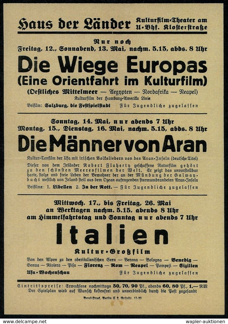 FILM / FILMVERLEIH / FILMTITEL / KINO : BERLIN NW 7/ Mt/ Deutsches/ Reich 1939 (11.5.) PFS "Adlerkopf/Hakenkreuz" 3 Pf.  - Cinema