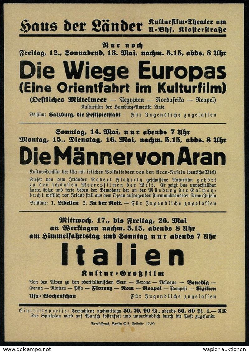FILM / FILMVERLEIH / FILMTITEL / KINO : BERLIN NW 7/ Mt/ Deutsches/ Reich 1939 (11.5.) PFS "Adlerkopf/Hakenkreuz" 3 Pf.  - Cinéma