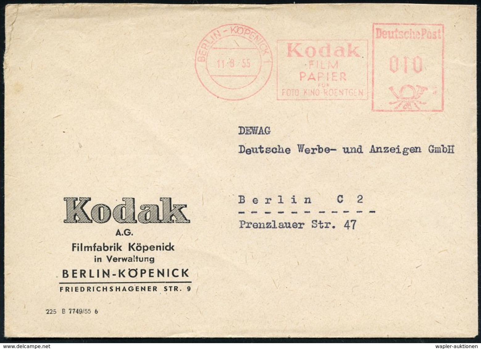 FILM / FILMVERLEIH / FILMTITEL / KINO : BERLIN-KÖPENICK 1/ FILM/ PAPIER/ FÜR/ FOTO-KINO-ROENTGEN 1955 (11.8.) Seltener A - Kino