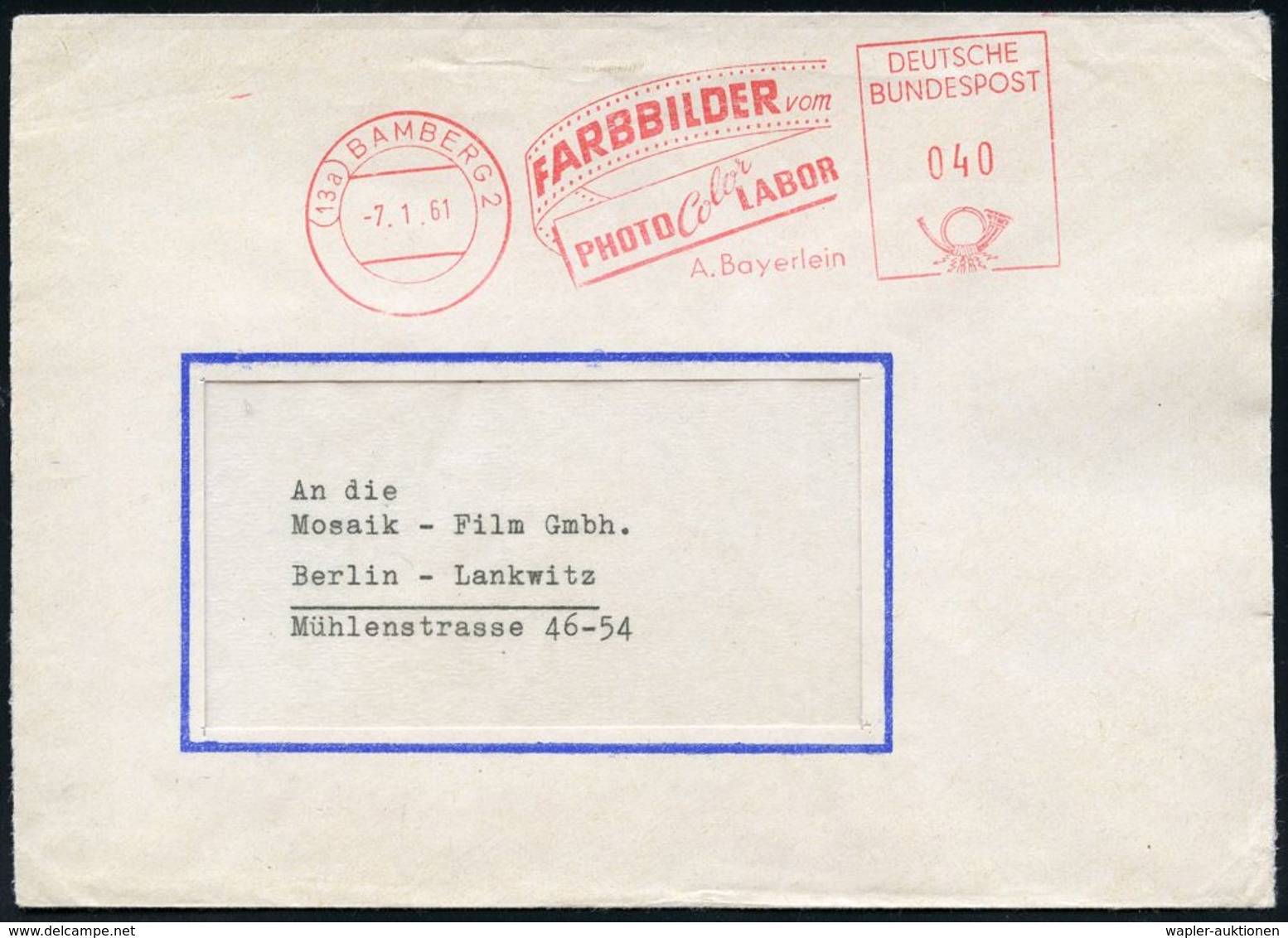 FOTOGRAFIE / KAMERAS / FOTOINDUSTRIE : (13a) BAMBERG 2/ FARBBILDER Vom/ PHOTO Color LABOR/ A.Bayerlein 1961 (7.1.) AFS = - Fotografia