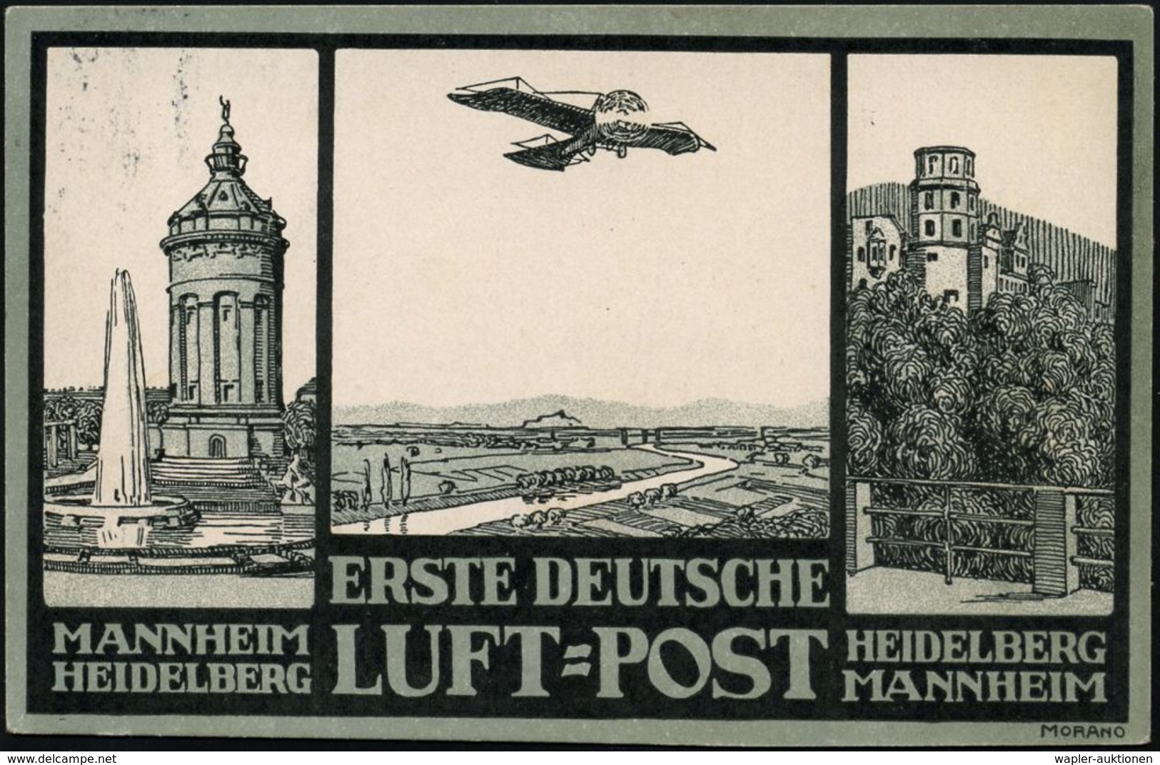 LUFTFAHRT-PIONIERE / PIONIER-FLÜGE : MANNHEIM-/ HEIDELBERG/ Flugpost/ ** 1912 (19.5.) SSt Auf Offiz. Flugpost-Sonder-Kt. - Altri (Aria)