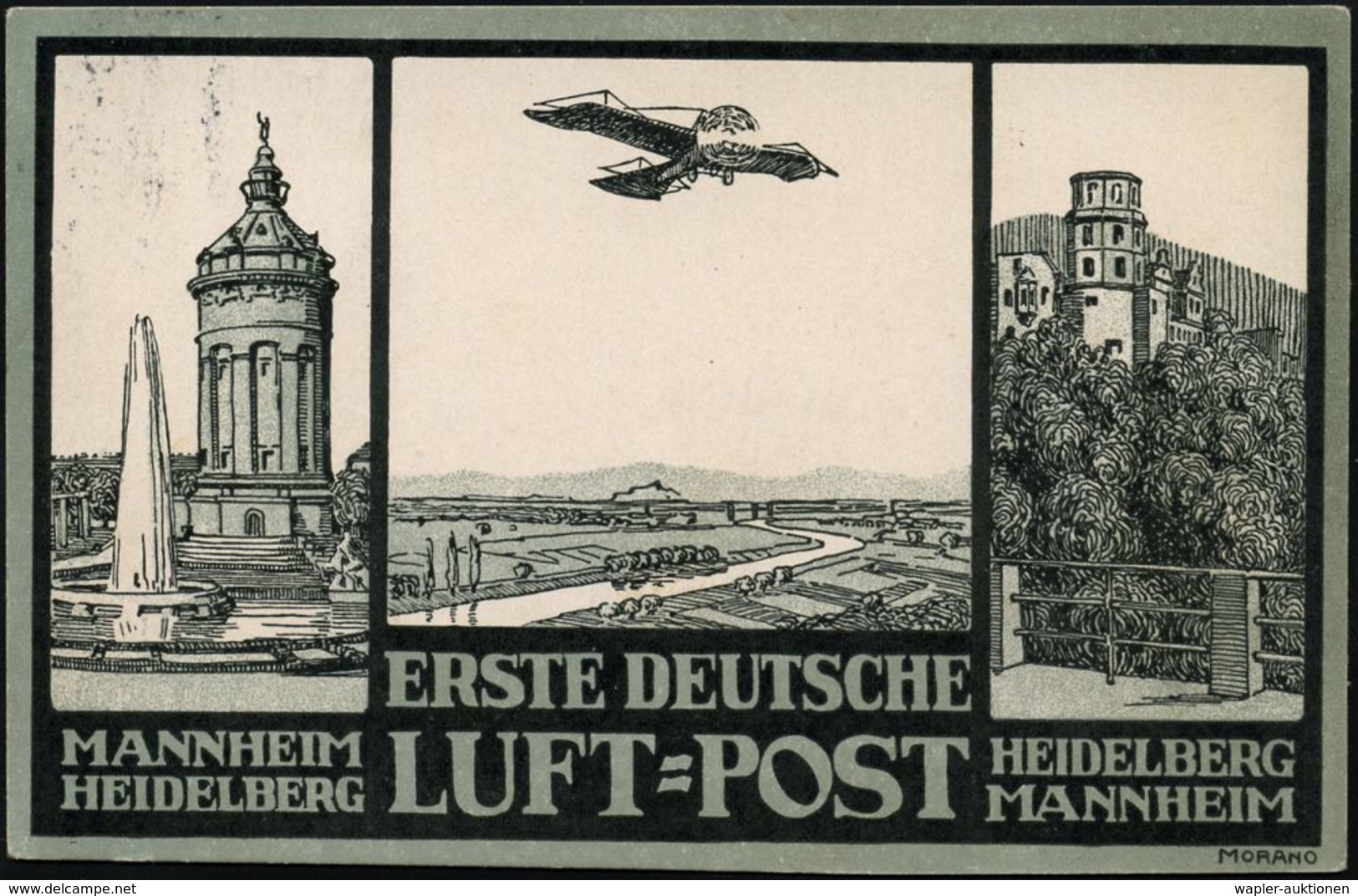 LUFTFAHRT-PIONIERE / PIONIER-FLÜGE : MANNHEIM-/ HEIDELBERG/ Flugpost/ ** 1912 (19.5.) SSt Auf Offiz. Flugpost-Sonder-Kt. - Autres (Air)