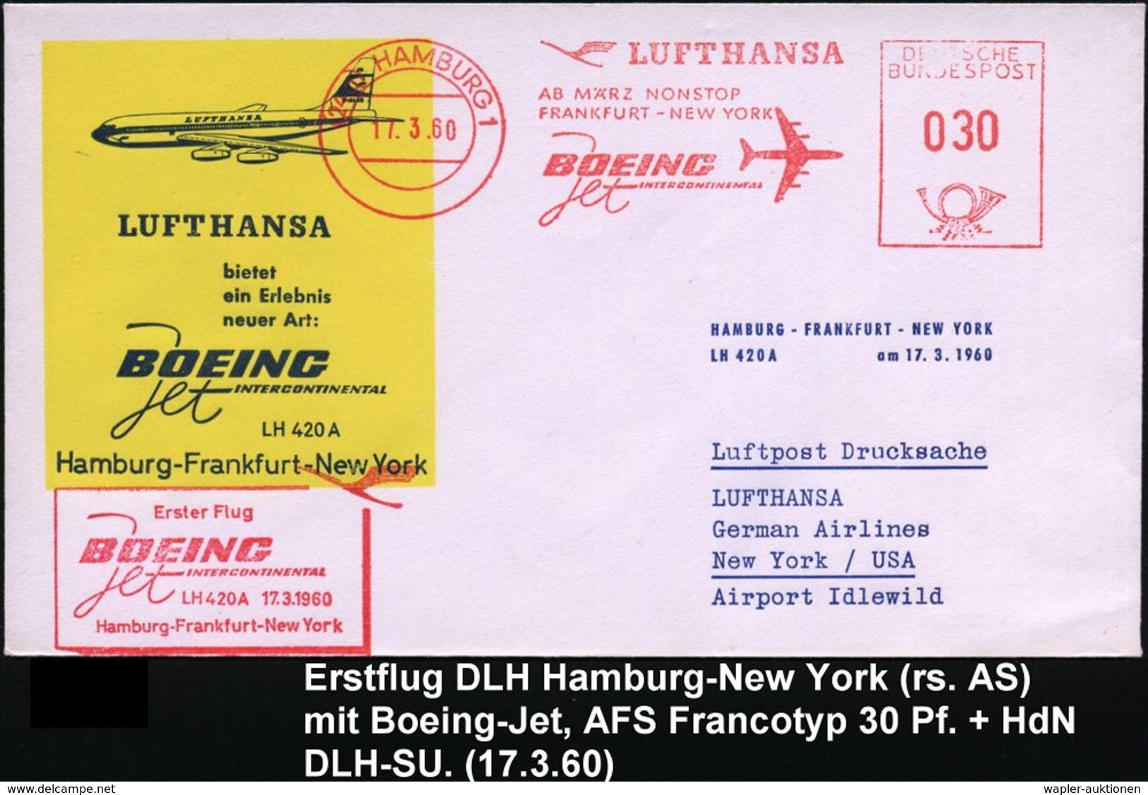 DEUTSCHE LUFTHANSA (DLH): ERSTFLÜGE / SONDERFLÜGE / REGULÄRE FLUGPOST : (24a) HAMBURG 1/ LUFTHANSA/ AB MÄRZ NONSTOP/ FRA - Altri (Aria)