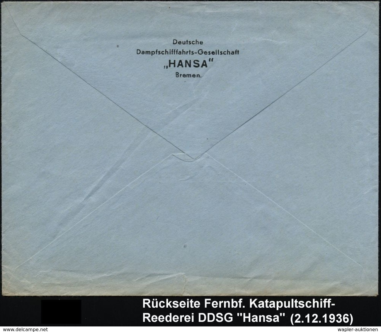 FLUG- & KATAPULTPOST SÜDAMERIKA : BREMEN/ 1/ D.D.G. "Hansa" 1936 AFS = Reedereiflagge = Reederei Des Katapultdampfers "W - Altri (Aria)