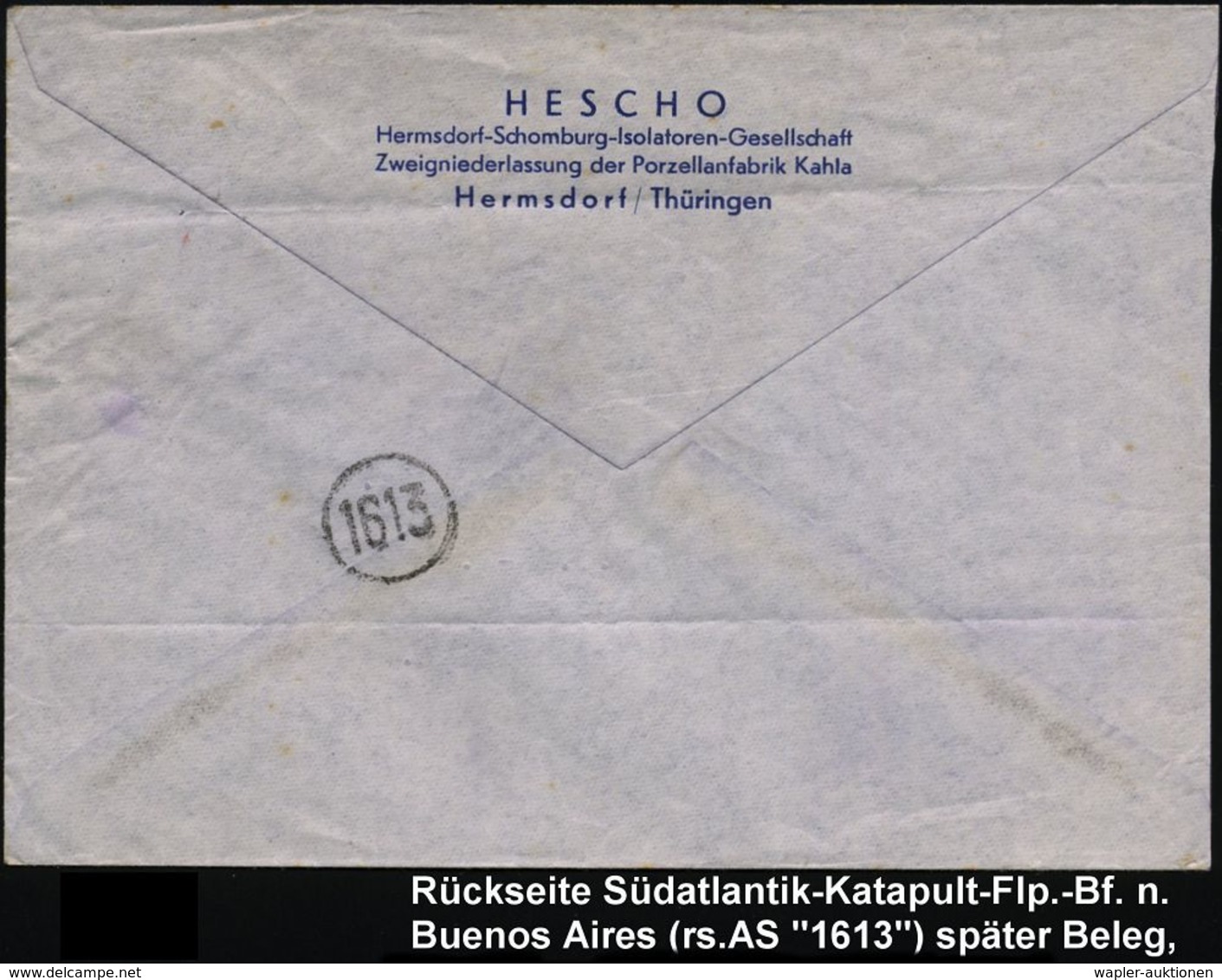 FLUG- & KATAPULTPOST SÜDAMERIKA : HERMSDORF/ (THÜR)/ HESCHO 1939 (27.7.) AFS 325 Pf. + HWSt.: HERMSDORF (THÜR)/..Elektro - Autres (Air)
