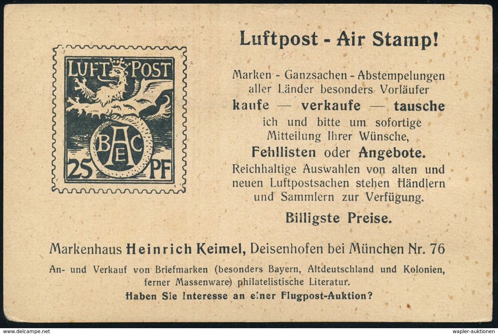 DEUTSCHE FLUGBESTÄTIGUNGSSTEMPEL : Nürnberg 2 1925 (1.9.) Roter Ra.2: MLb/ Postamt Nürnberg 2 (Mi.F 81-01 A, + 18.- EUR) - Autres (Air)