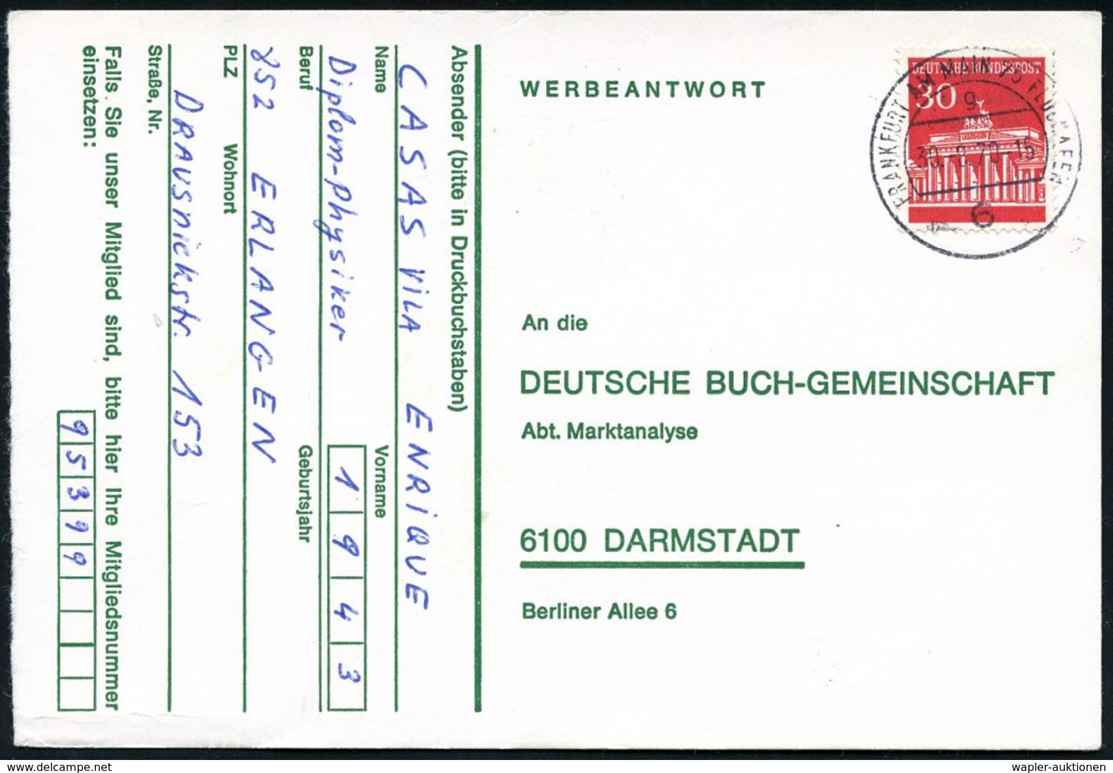 FLUGHAFEN / FLUGHAFEN-POSTÄMTER : 6 FRANKFURT AM MAIN 75 FLUGHAFEN 1970/71 1K-Segment Mit UB "g" Bzw. HWSt Mit Jumbo-Jet - Autres (Air)