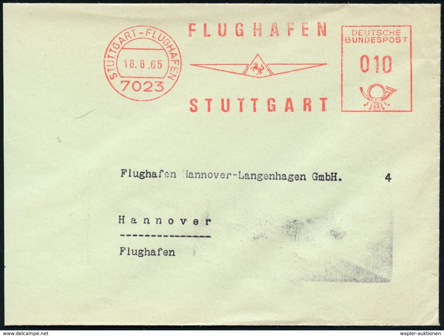 FLUGHAFEN / FLUGHAFEN-POSTÄMTER : 7023 STUTTGART-FLUGHAFENFLUGHAFEN/ STUTTGART 1971 (18.8.) AFS (Logo M. Pferd) Teil-Bf. - Autres (Air)