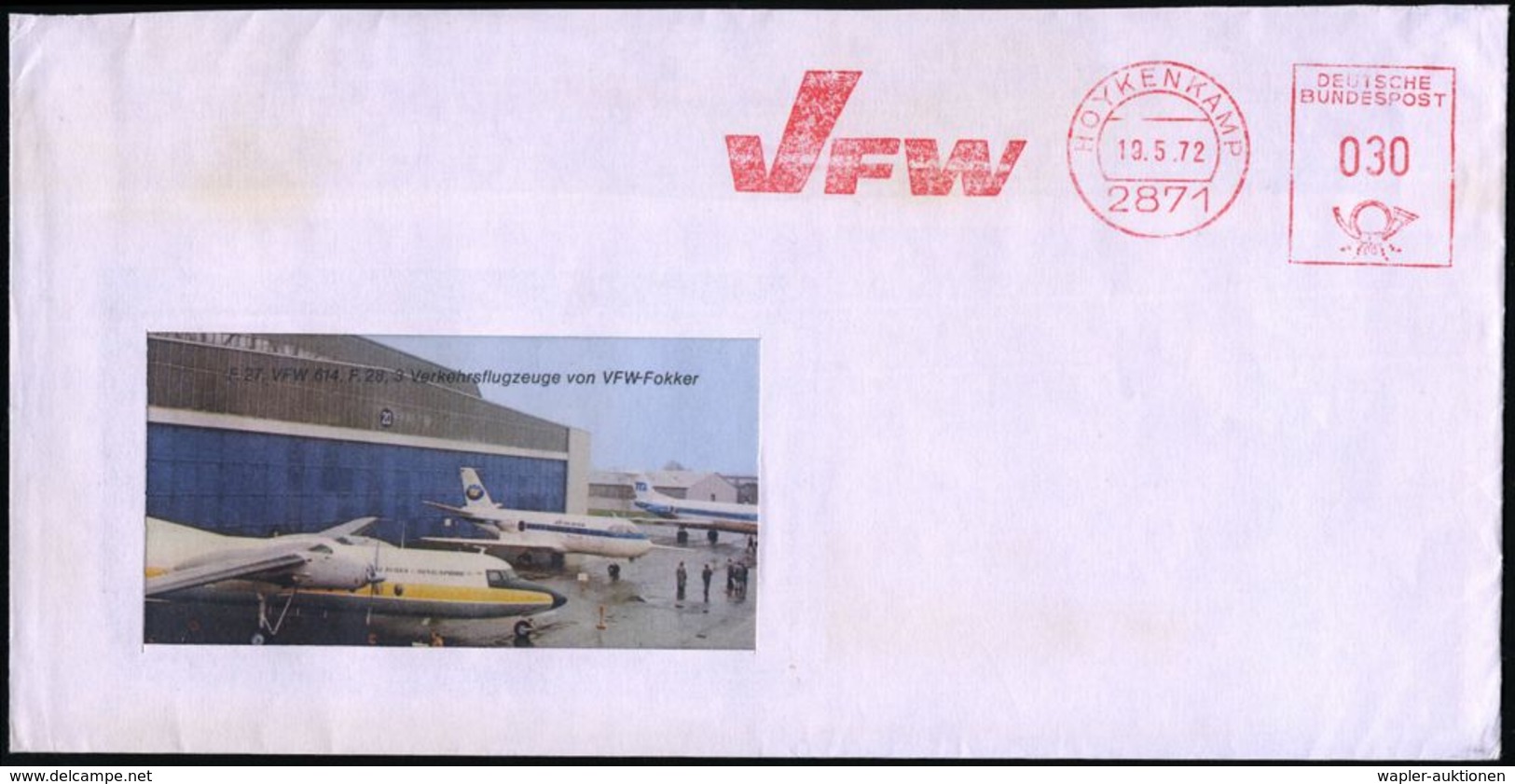 FLUGZEUGINDUSTRIE & -TYPEN : 2871 HOYKENKAMP/ VFW 1972 (19.5.) AFS = V Ereinigte Flugzeug-Werke Fokker GmbH A. Reklame-B - Aerei