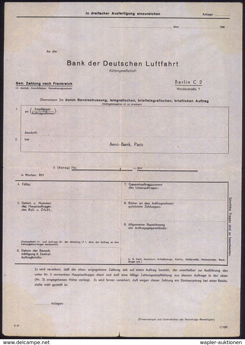 MILITÄRFLUGWESEN / MILITÄRFLUGZEUGE : BERLIN-SCHÖNEBERG 1/ Bank Der/ Deutschen Luftfahrt/ AG.. 1941 (5.8.) Seltener AFS  - Avions