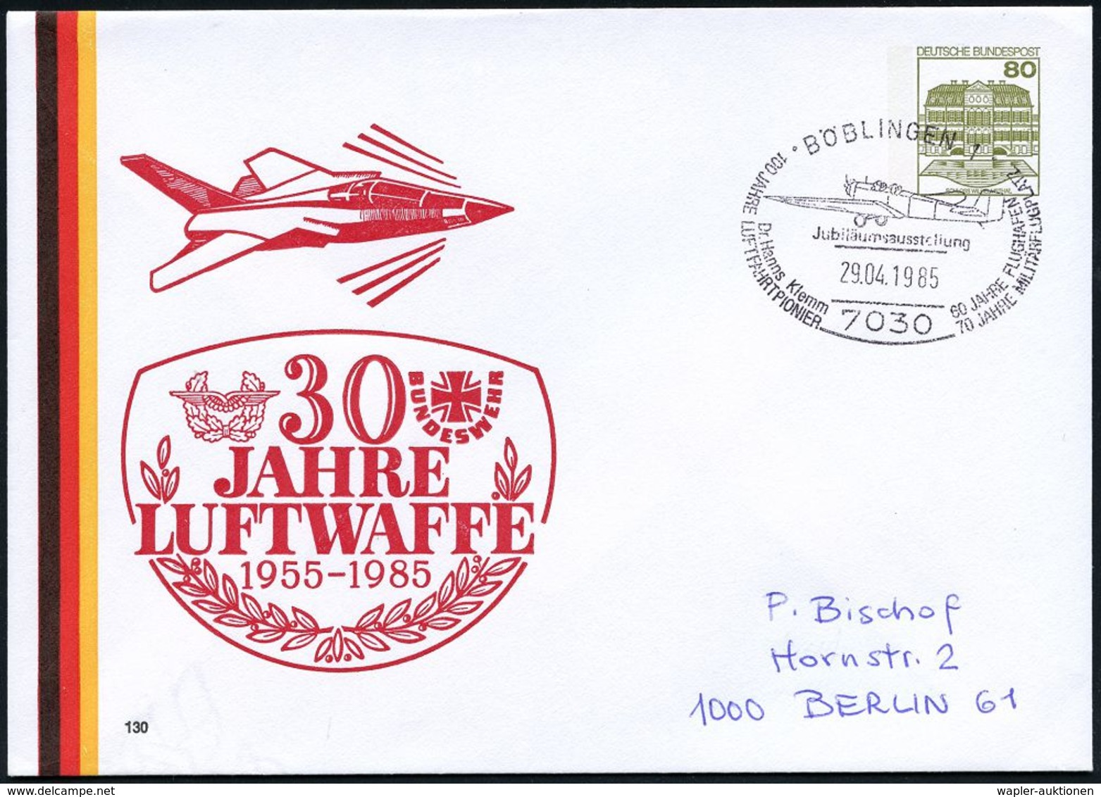 MILITÄRFLUGWESEN / MILITÄRFLUGZEUGE : 7030 BÖBLINGEN 1/ Dr.Hanns Klemm/ 60 JAHRE FLUGHAFEN/ 100 JAHRE LUFTFAHRTPIONIER/  - Flugzeuge