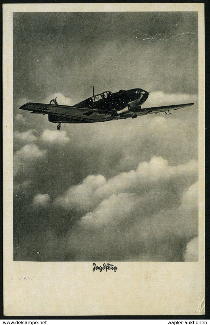 MILITÄRFLUGWESEN / MILITÄRFLUGZEUGE : DEUTSCHES REICH 1940 (ca.) 2 Verschiedene S/w.-Foto-Ak.: Unsere Luftwaffe, Jagdein - Avions