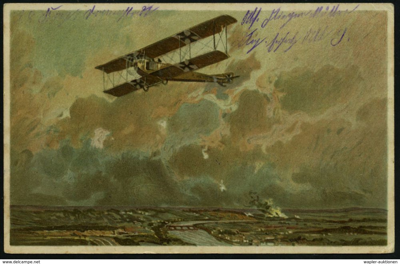 LUFTFELDPOST I. WK : DARMSTADT-/ A/ ÜBUNGSPLATZ 1917 (11.12.) 1K-Brücke = Hauspostamt Flieger- U. Truppenübungsplatz + V - Airplanes