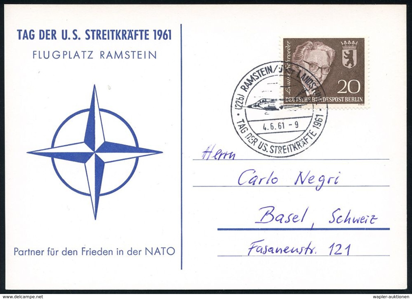 FLIEGERHORST / MILITÄRFLUGHAFEN : (22b) RAMSTEIN/ über LANDSTUHL/ TAG DER US. STREITKRÄFTE 1961 (4.6.) SSt = US.-Flieger - Aerei