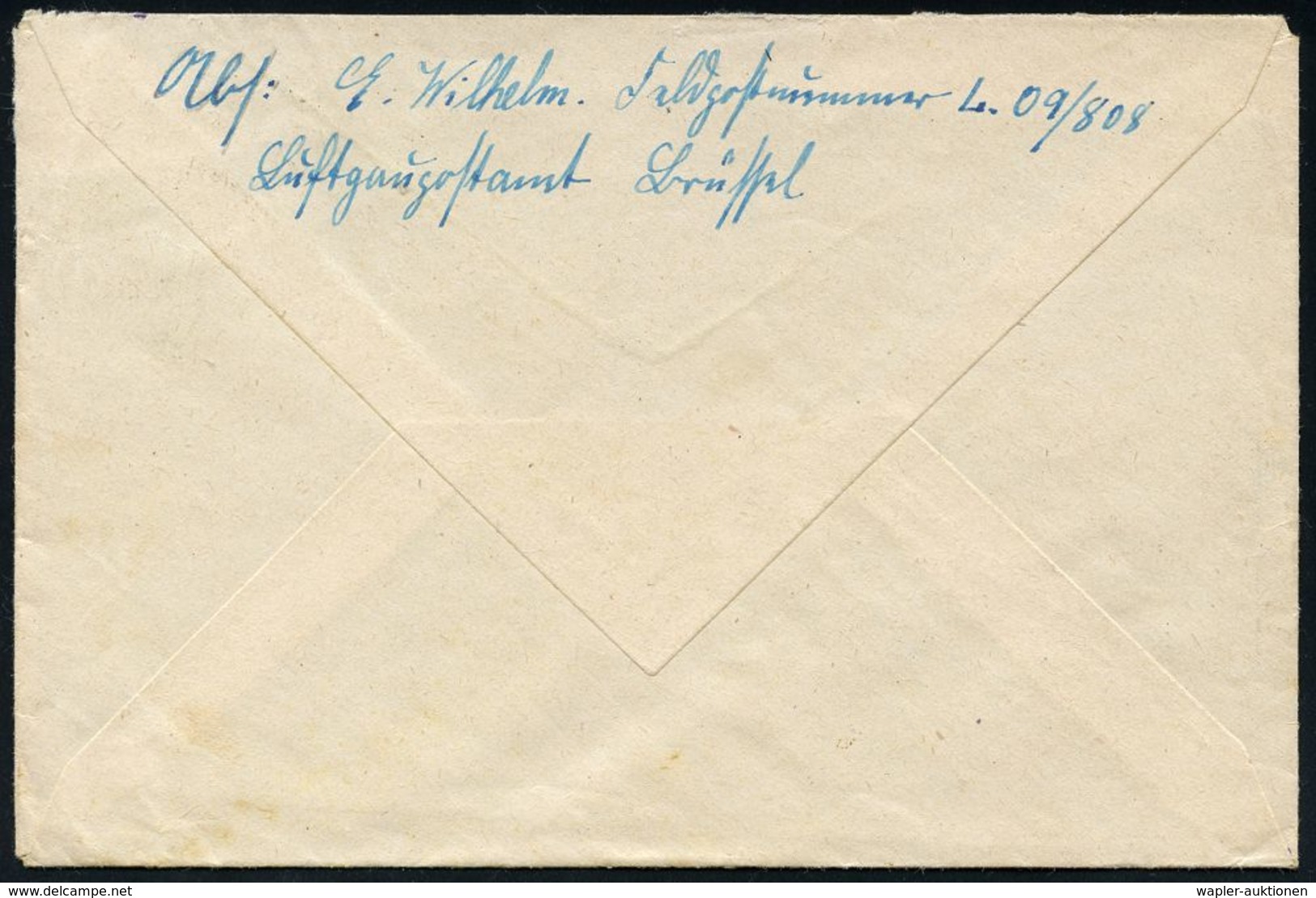 FLIEGERHORST / MILITÄRFLUGHAFEN : DT.BES.FRANKREICH 1942 (17.10.) 1K: FELDPOST/K B/--- (Mi.34, + 10.- EUR) + Rs. Hs. Fp. - Avions